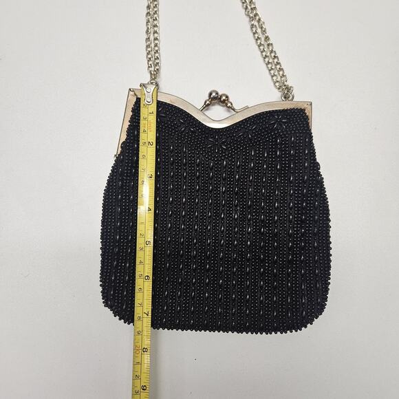 True Vintage 60s Raised Resin Bead Clutch Evening Bag Handbag Chain Handle
